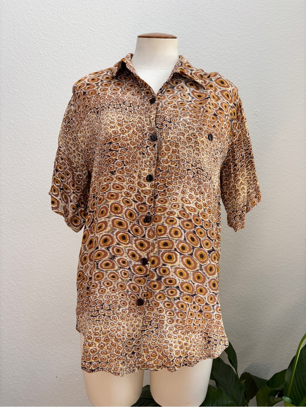 Vintage Patterned Button-Up Shirt